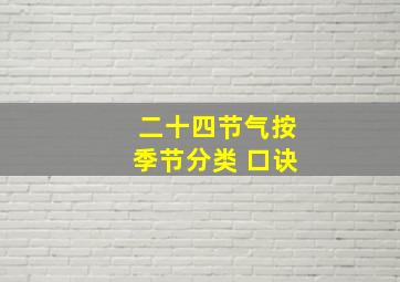 二十四节气按季节分类 口诀